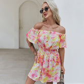 One-Shoulder Tie-Dye Dress Summer Casual Home Wear