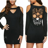 Women Tops Sexy Party Blusas Long Sleeve T-Shirt Women Punk Skull Off Shoulder