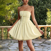 Party Evening Dress Tube Top Lace Trim Dress Women