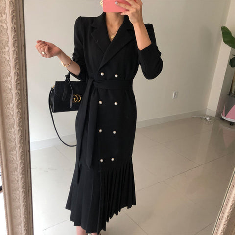 Korean Version Fashion Tailored Collar Business Dress