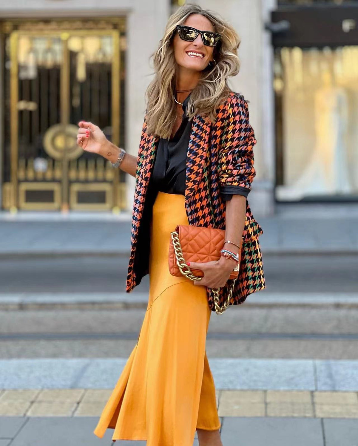 Houndstooth Loose Suit Jacket Women