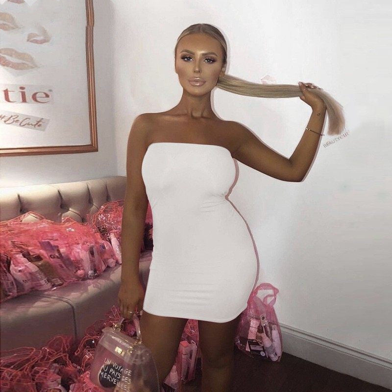 Women Sexy Open Back Fashionable Strapless Party Short Dress