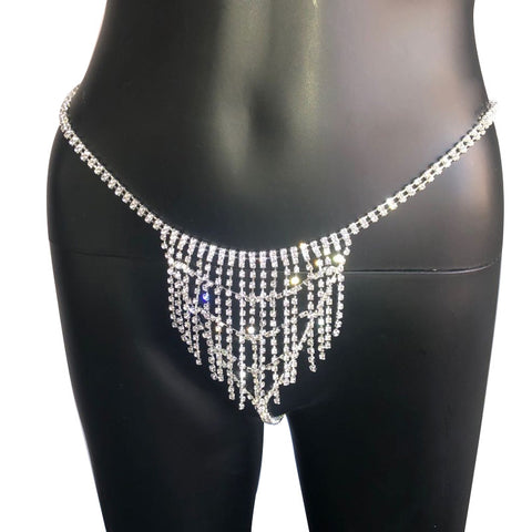 Sexy Stage Costume Women Chain Shiny Rhinestone Bikini Crystal Party