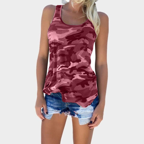 Women's Tops Summer Camouflage Fashion All Match Sleeveless Vest T Shirt