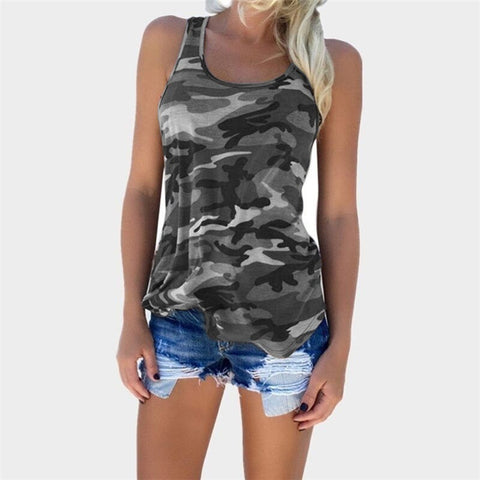 Women's Tops Summer Camouflage Fashion All Match Sleeveless Vest T Shirt