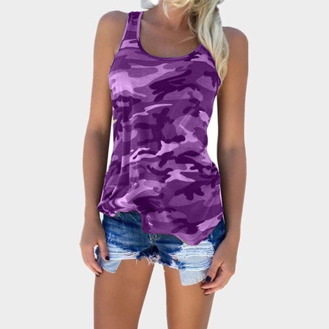 Women's Tops Summer Camouflage Fashion All Match Sleeveless Vest T Shirt