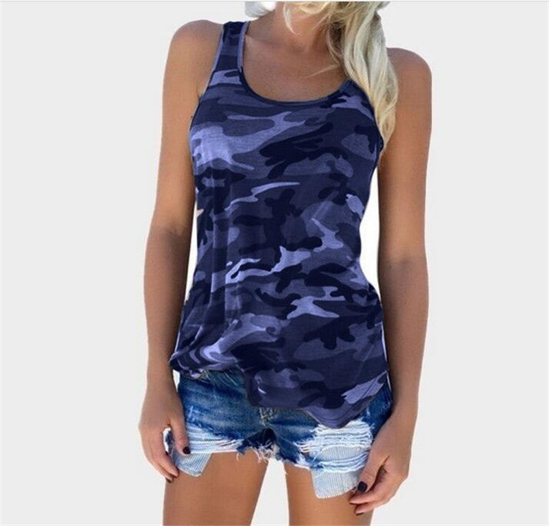 Women's Tops Summer Camouflage Fashion All Match Sleeveless Vest T Shirt