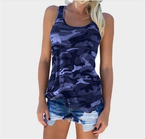 Women's Tops Summer Camouflage Fashion All Match Sleeveless Vest T Shirt