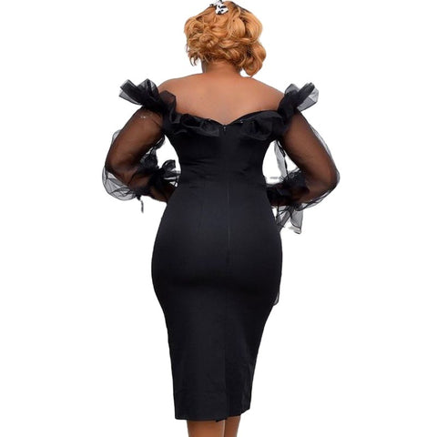Sexy Perspective Stitching Halter High Waist Large Size Slim Business Wear Women's Dress