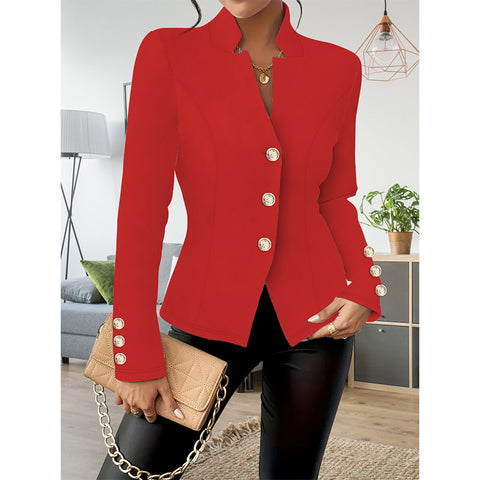 Women Casual Blazers Long Sleeve Business Outerwear Slim Fitting Single Breasted Jacket