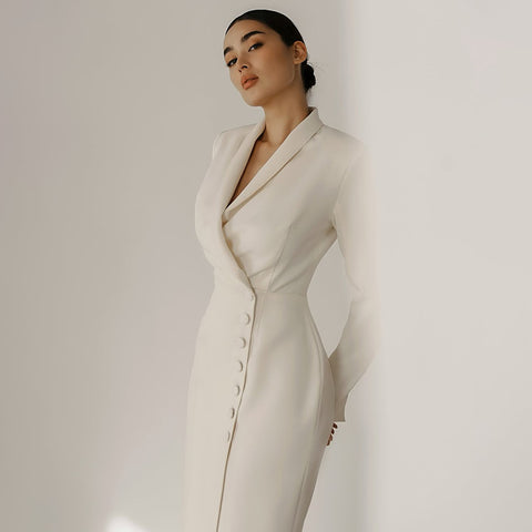 Solid Color Long Sleeve Button Coat Business Suit And Dress
