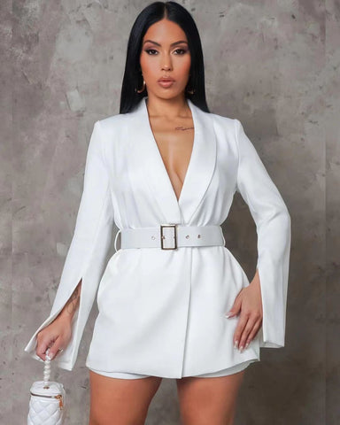 Fashion Casual Air Layer Business Dress Including Belt