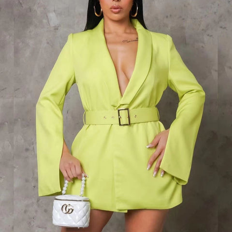 Fashion Casual Air Layer Business Dress Including Belt