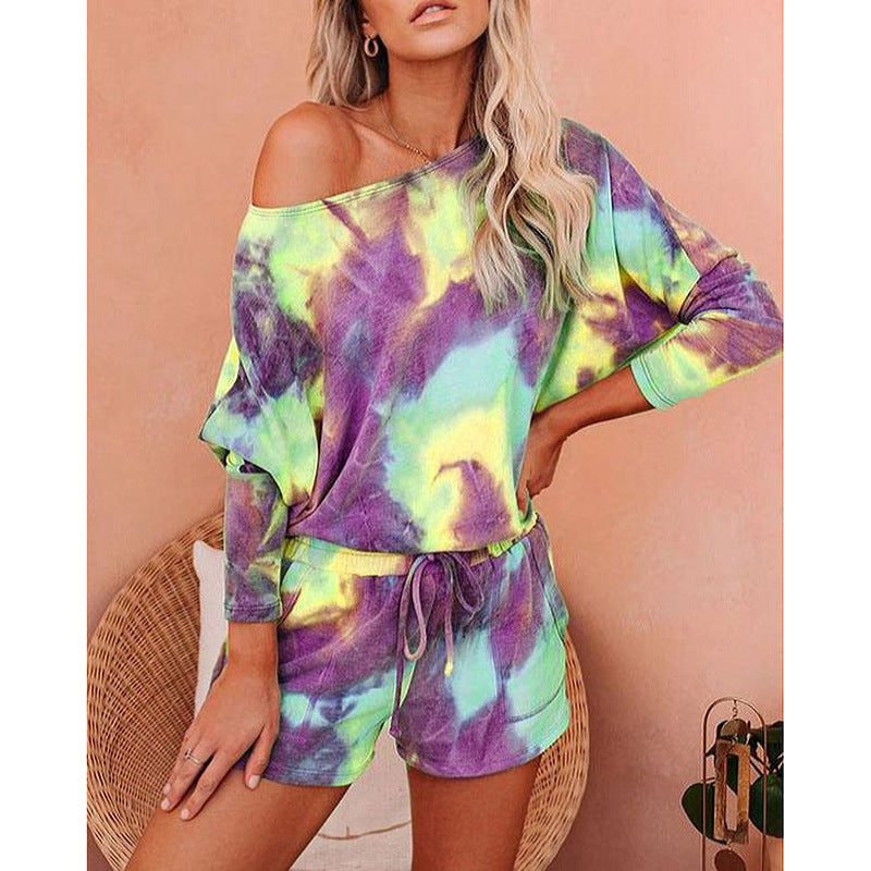 Summer Loose Print Home Wear Casual Suit