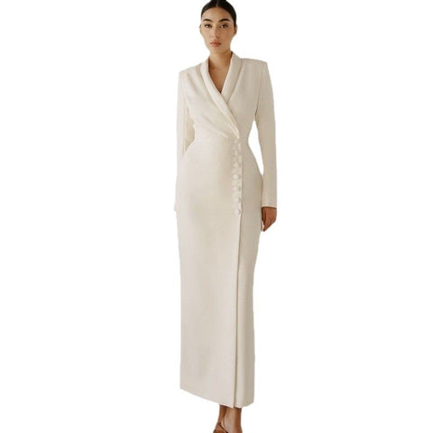 Solid Color Long Sleeve Button Coat Business Suit And Dress