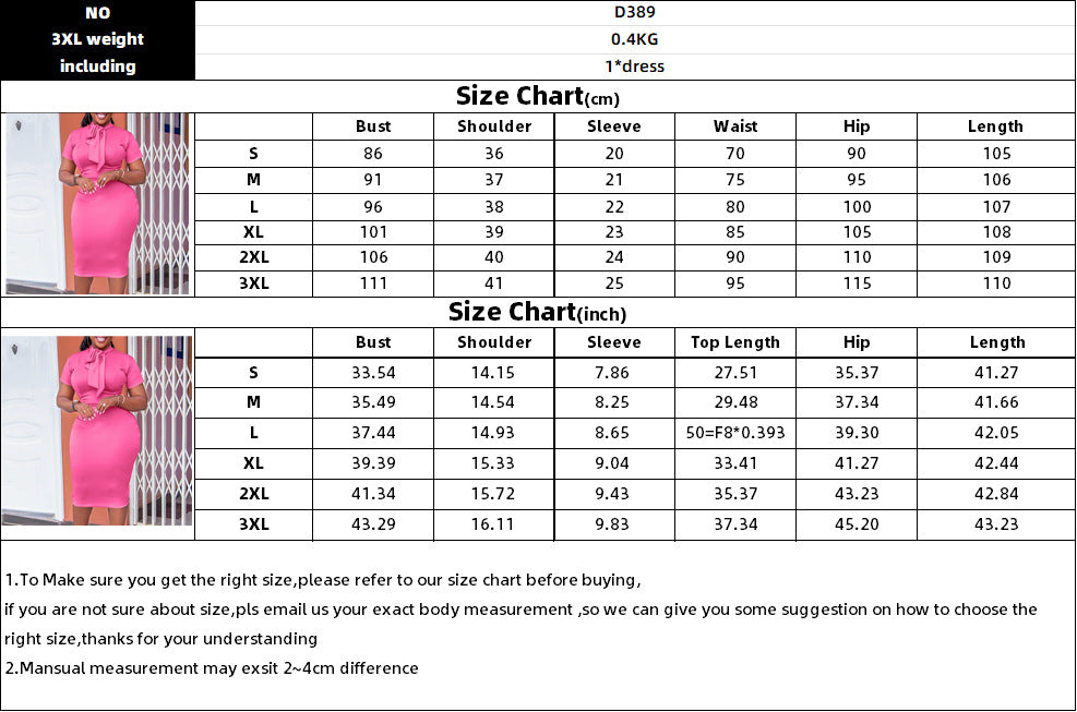 Fashion Short Sleeve Tied Slim Fit Business Temperament Ol African Dress