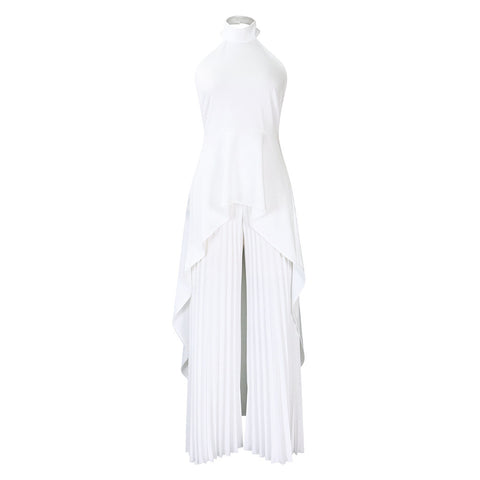 Fashion Casual Set Summer Socialite Private Wear Backless Top Pleated Wide-leg Trousers