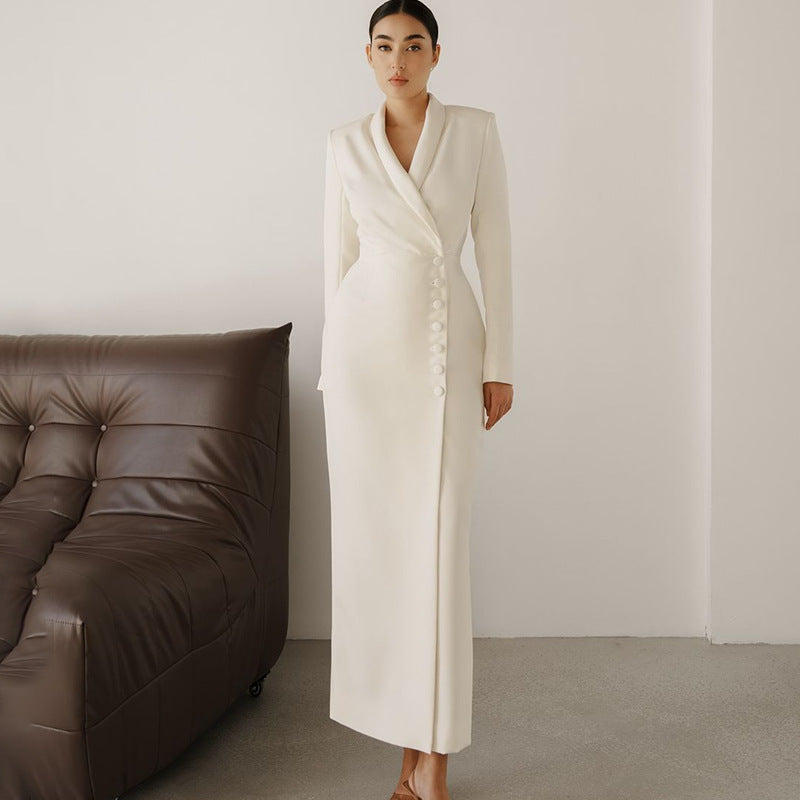 Solid Color Long Sleeve Button Coat Business Suit And Dress