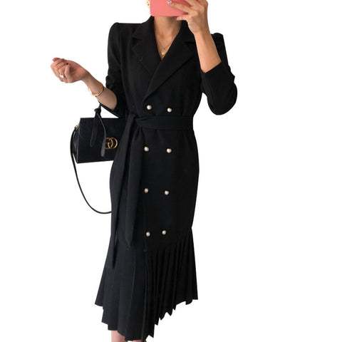 Korean Version Fashion Tailored Collar Business Dress