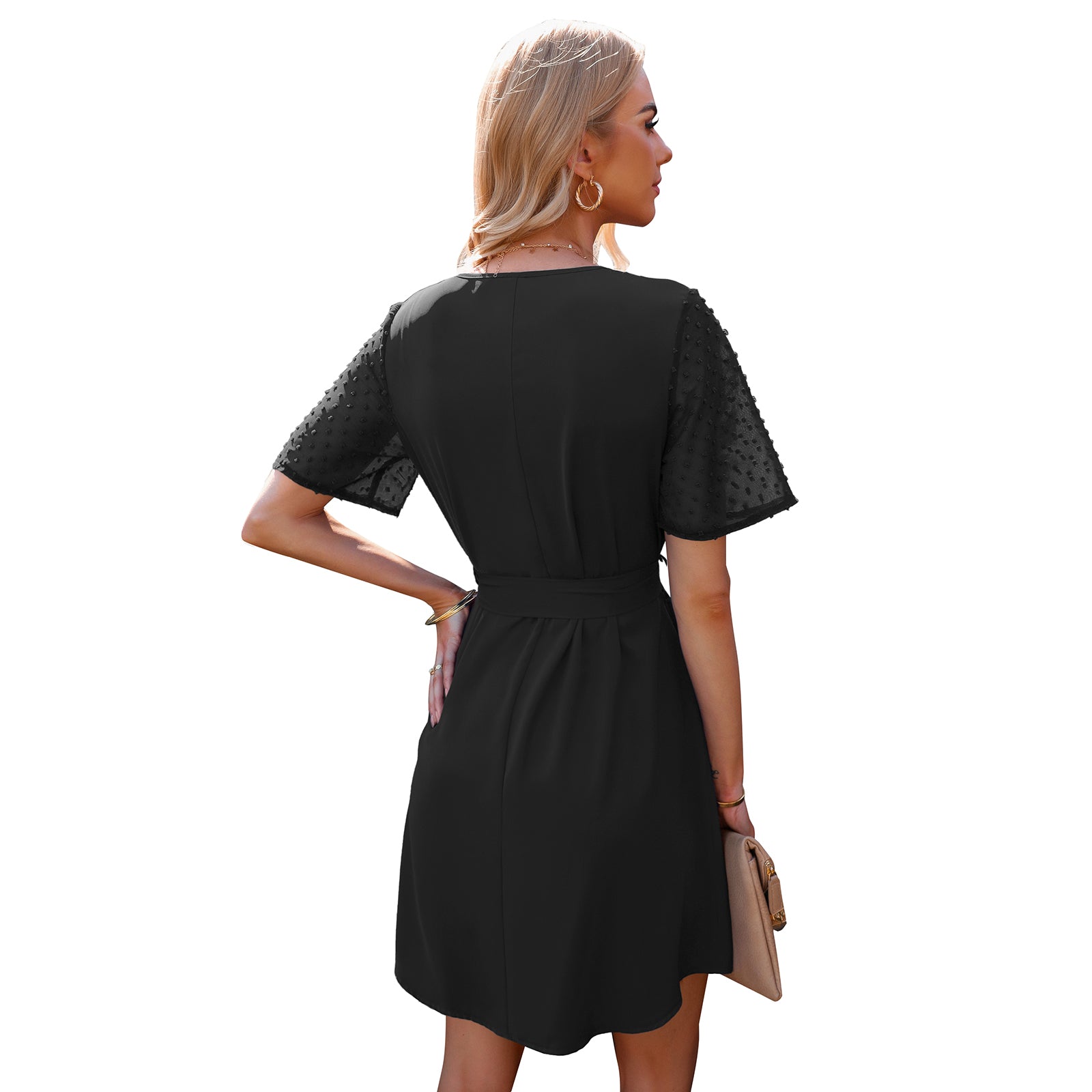 Women's Business Wear V-Neck Short Sleeve Dress