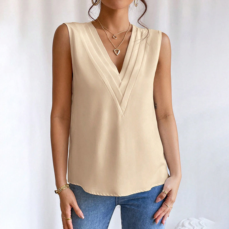 Women's Elegant V Neck Tank Tops Summer Casual Sleeveless Shirts