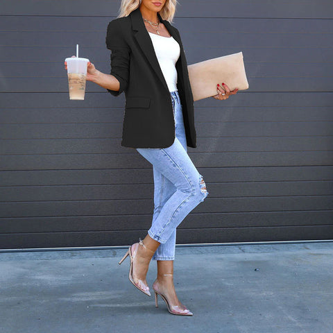 Womens Casual Blazers Open Front Long Sleeve Work Office Suit Jackets Blazer