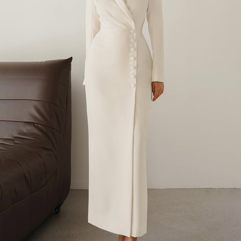 Solid Color Long Sleeve Button Coat Business Suit And Dress