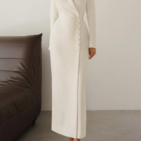 Solid Color Long Sleeve Button Coat Business Suit And Dress