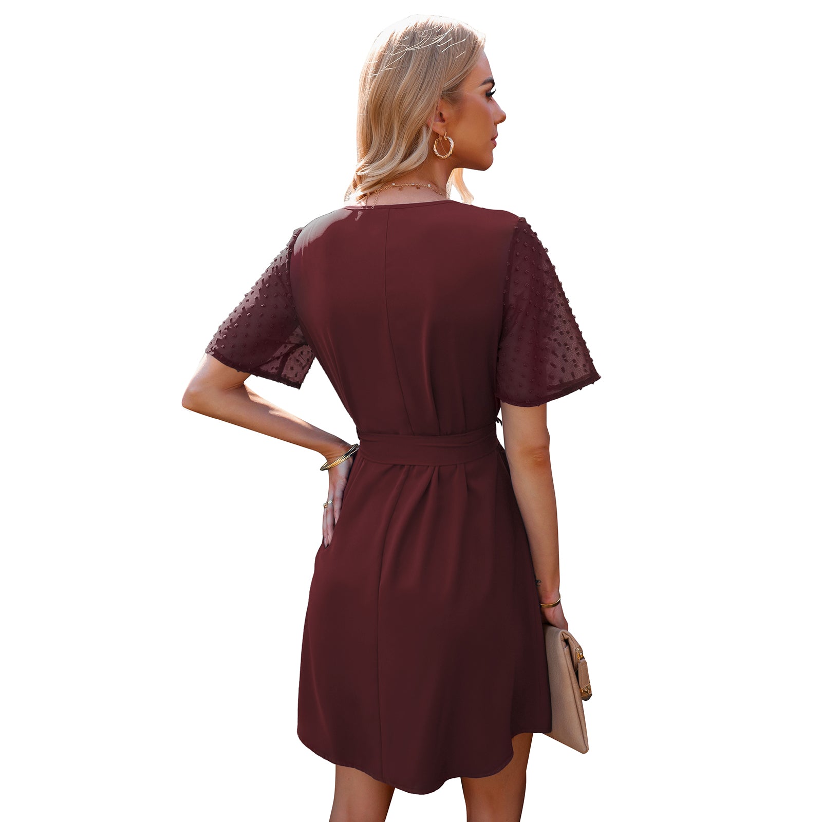 Women's Business Wear V-Neck Short Sleeve Dress