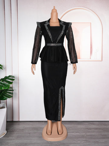 Women's Temperament Commute Business Two-piece Set Hip Skirt Dress