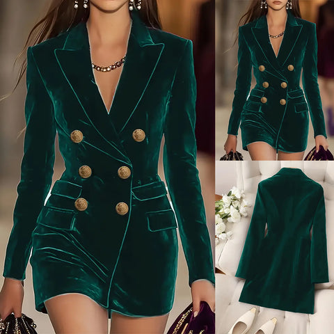 Button European And American Elegant Long Sleeve Business Suit Dress