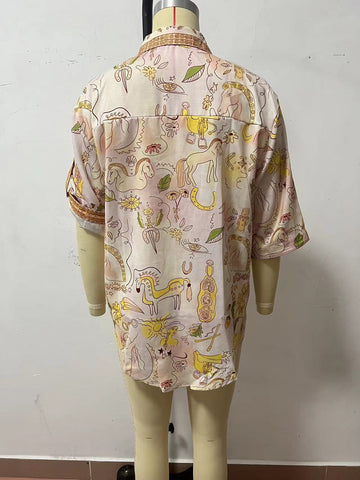 Spring And Summer New Casual Pocket Half Sleeve Suit INS Loose Fashion Women's Wear Two-piece Suit