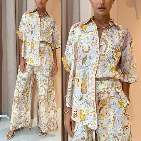 Spring And Summer New Casual Pocket Half Sleeve Suit INS Loose Fashion Women's Wear Two-piece Suit