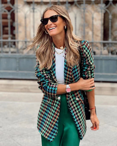 Houndstooth Loose Suit Jacket Women