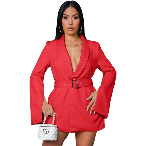 Fashion Casual Air Layer Business Dress Including Belt